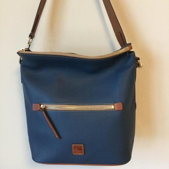 Dooney & Bourke Pebble Grain Camden Hobo Shoulder Bag Navy Blue NWOT - Picture 1 of 12